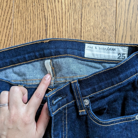 RAG & BONE Skinny Dark Wash Heritage Mid Rise Jeans Size 25 - Picture 8 of 10